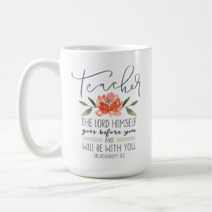 Café Caneca de professor com escritura.