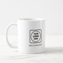 Caneca de promoção empresarial com texto e logotip