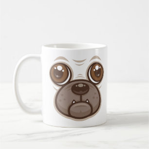 Café Caneca de Pug de Desenho Animado Face de Cachorro