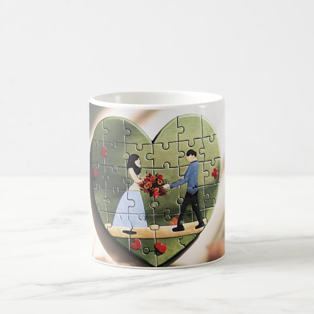 Café Caneca de Puzzle Coração Romântico (Centro)