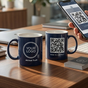 Café Caneca de QR Code com Logotipo Personalizado da Em