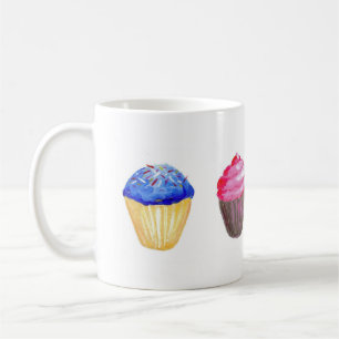 Café Caneca de quatro cupcakes