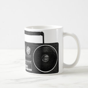 Café Caneca de rádio do vintage (preto)