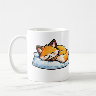 Café Caneca de Raposa Adormecida e Aconchegante no Trav