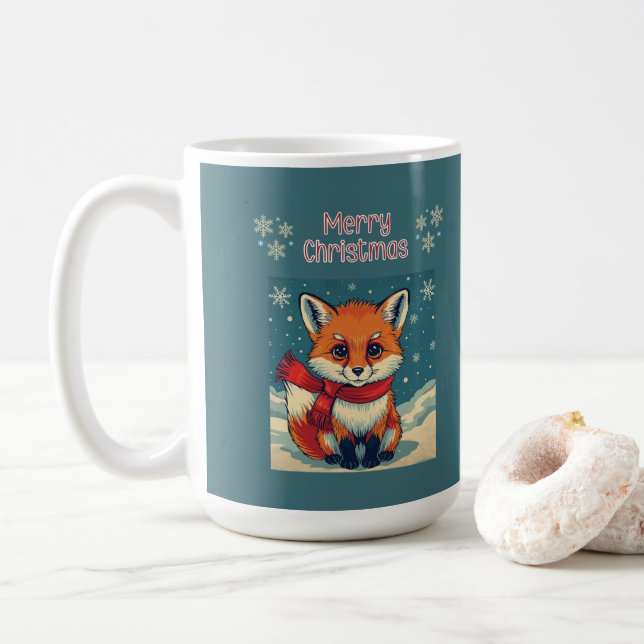 Café Caneca de Raposa de Natal Aconchegante (Com Donut)