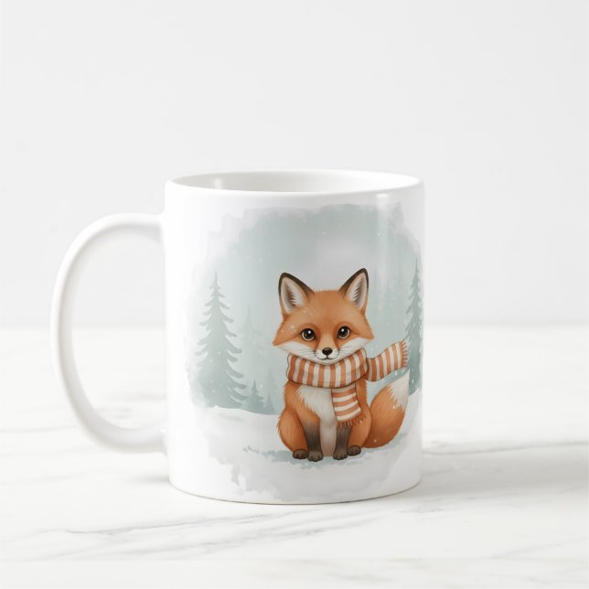 Café Caneca de Raposa Fofa Aquarela Inverno Presente de (Esquerda)