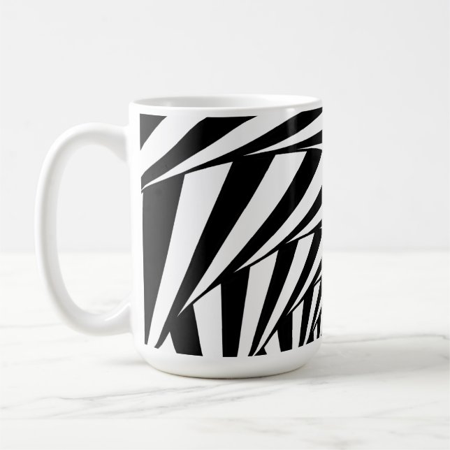 Café Caneca de redemoinho espiral preto e branco abstra (Esquerda)