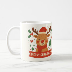 Café Caneca de rena fofa de Natal feliz