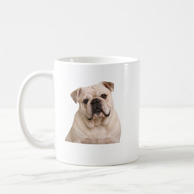 Café Caneca de retrato de Bulldog creme – Presente para (Esquerda)