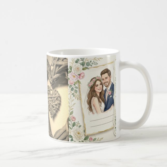 Café Caneca de retrato de casamento personalizada (Direita)
