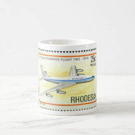 Café Caneca de Rodésia do ar com selo comemorativo