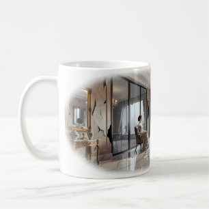 Café Caneca de Romance Assombrado em uma Sala Fraturada