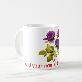 Café Caneca de Rosa Roxa Personalizada | Adicione seu N