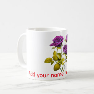 Café Caneca de Rosa Roxa Personalizada Adicione seu N
