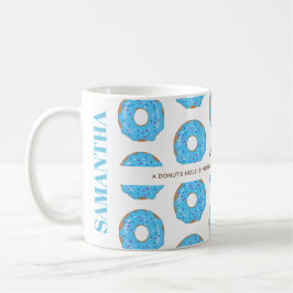 Café Caneca de Rosquinha Azul com Nome e Citação
