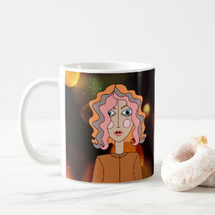 Café Caneca de rosto bonito estilizado em arte abstrata