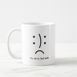 Café Caneca de rosto com dupla emoção minimalista