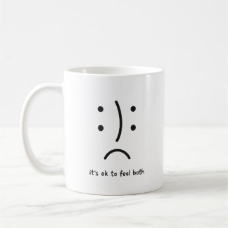 Café Caneca de rosto com dupla emoção minimalista