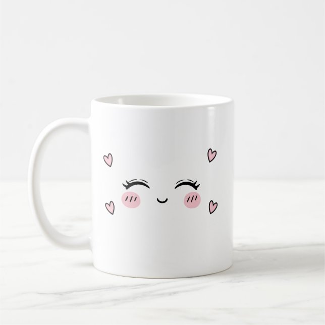 Café Caneca de Rosto Sorridente Fofo  Coração Macio Est (Esquerda)