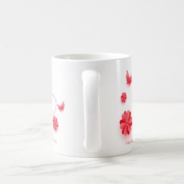 Café caneca de rotina da manhã floral, Dia de as mães (Alça)