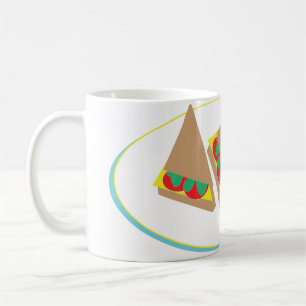 Café caneca de sanduíche de desenho animado fofo
