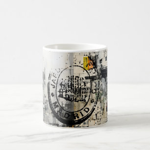 Café Caneca de selo de biblioteca da cidade urbana feri