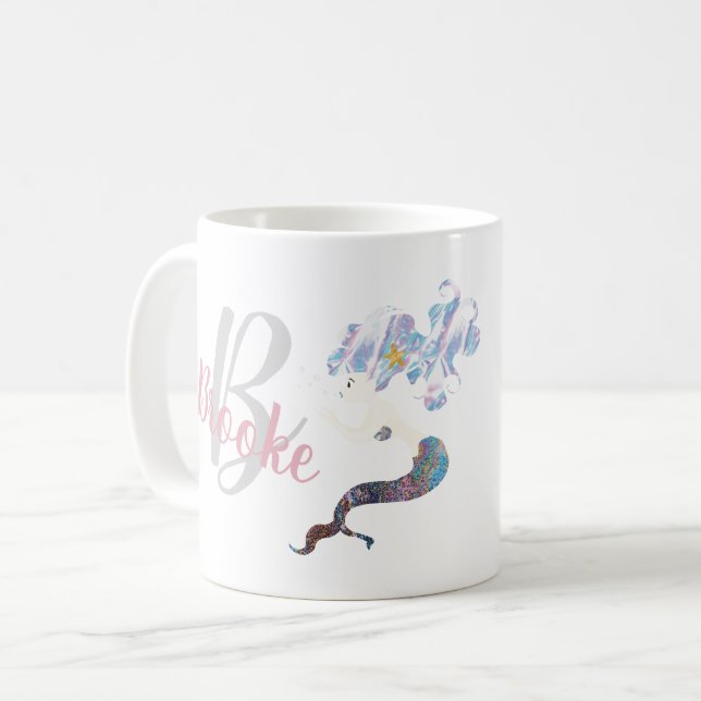 Café Caneca de sereia Bonito personalizada (Frente Esquerda)