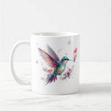 Caneca de servir floral personalizada Beija-flor