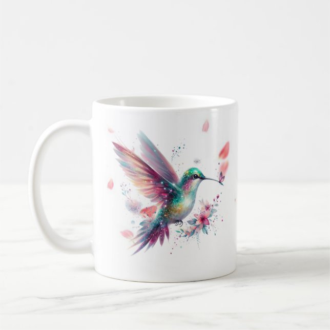 Café Caneca de servir floral personalizada Beija-flor (Esquerda)