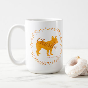 Café Caneca de silhueta de bulldog francês laranja past