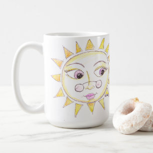 Café Caneca de sol de olhos brilhantes