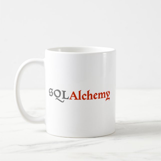 Café Caneca de SQLAlchemy com slogan (Esquerda)