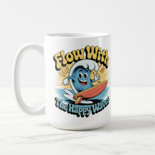 Café Caneca de Surf Retrô Ondas Felizes