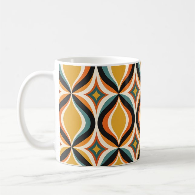 Café Caneca de Tarde com Ondas Douradas Retro (Esquerda)