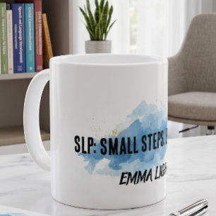 Café Caneca de Terapeuta da Fala SLP Aquarela Azul
