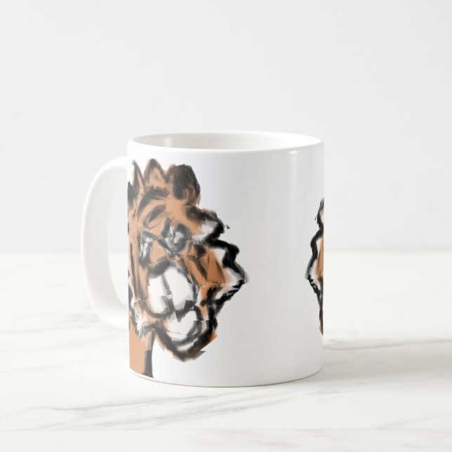 Café Caneca de Tigre Fofíssimo Rugindo (Frente Esquerda)