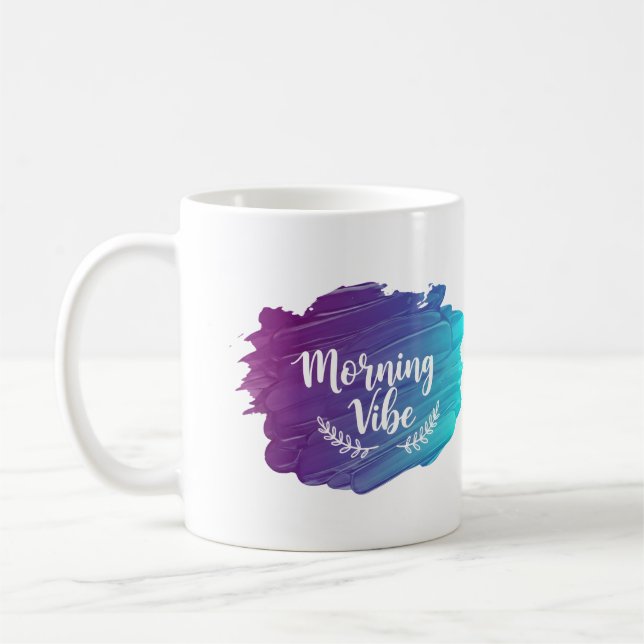 Café Caneca de Traço de Pincel Vibe Matinal (Esquerda)
