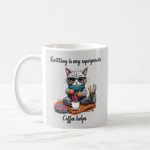 Café Caneca de Tricô Engraçada Superpoder Gato