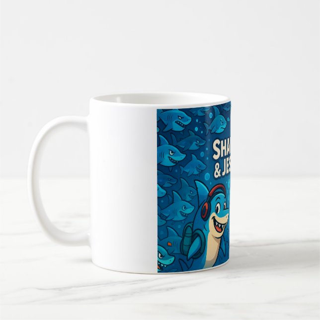 Café caneca de tubarões e jesmin (Esquerda)