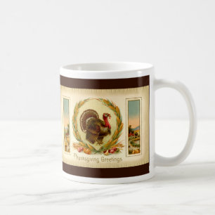 Café Caneca de Turquia da acção de graças do vintage