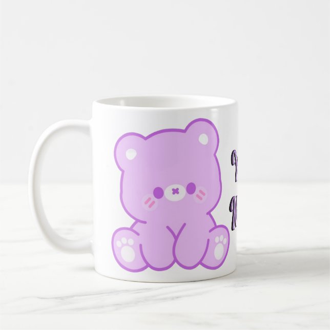 Café Caneca de Urso de Pelúcia Roso Pastel Fofo Kawaii  (Esquerda)