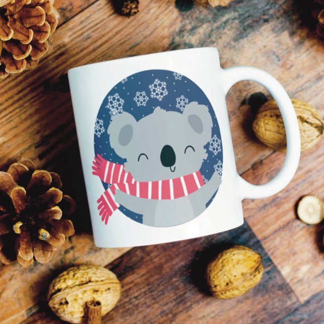 Café Caneca de Urso Koala Natal de Inverno (Criador carregado)