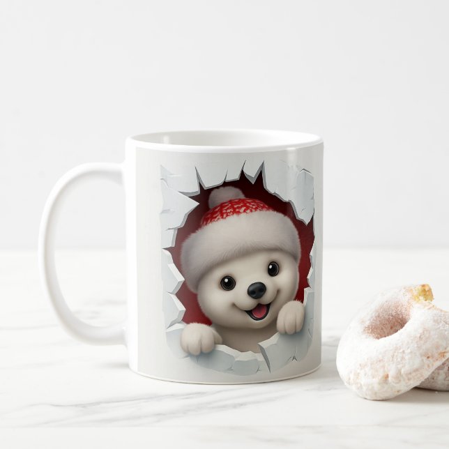 Café Caneca de urso polar de Natal fofo (Com Donut)