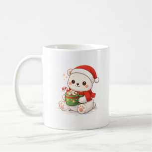 Café Caneca de Urso Polar Natal Fofo Kawaii