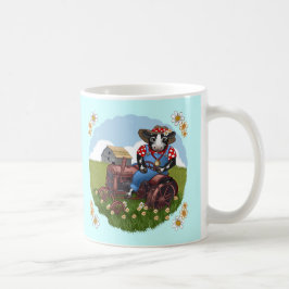 Café Caneca de Vaca Dirigindo Trator