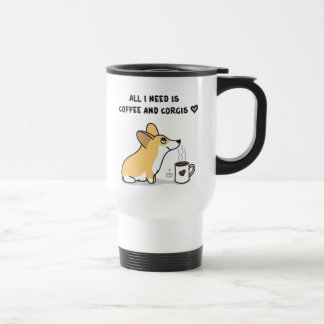 Café & caneca de viagem dos Corgis - vermelho &