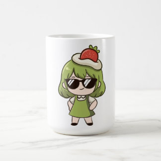 Café Caneca de Viagem Térmica Menina Anime Chibi Cabelo
