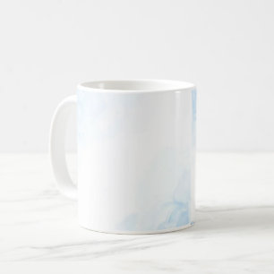 Café Caneca de Vidro Fosco Botânico Azul Aquarela