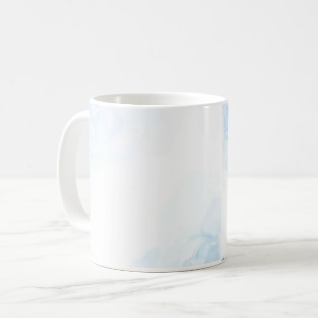 Café Caneca de Vidro Fosco Botânico Azul Aquarela (Frente Esquerda)