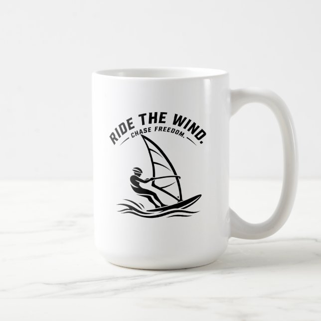 Café Caneca de Windsurf 'Cavalga o Vento - Persegue a L (Direita)